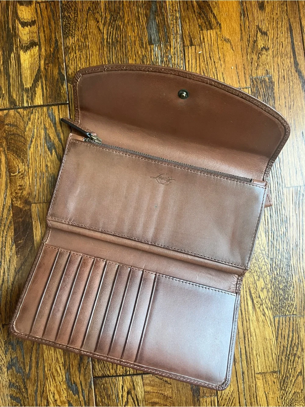 Levi’s Leather Clutch Wallet with Scroll Logo - Brown